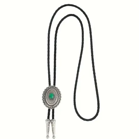 GreenStone Oval Concho Bolo Tie Mens Casual Western Cowboy Accessory New
